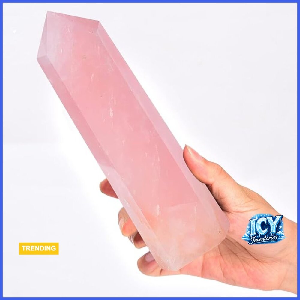 Rose Quartz Healing Crystal Wand Obelisk Reiki Meditation Therapy